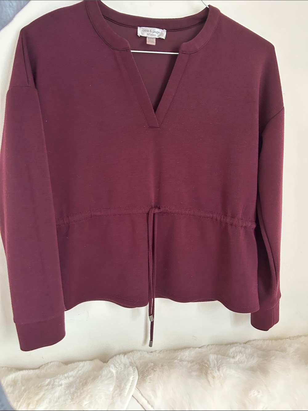 Maroon Drawstring Pullover Top
